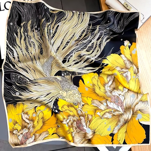 100% Pure Silk Satin Scarf High-Quality - Square Scarves. Bag Wrist/Scarf - Picture 7 of 9